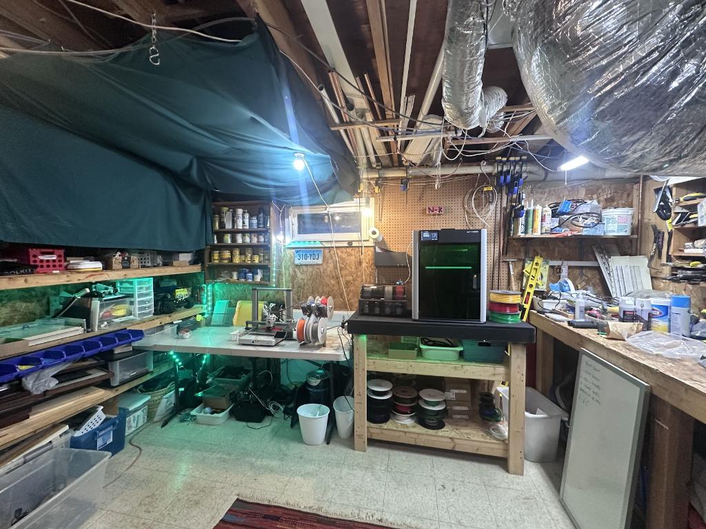 The NJP Boatworks workshop today — upgraded 3D printing setup