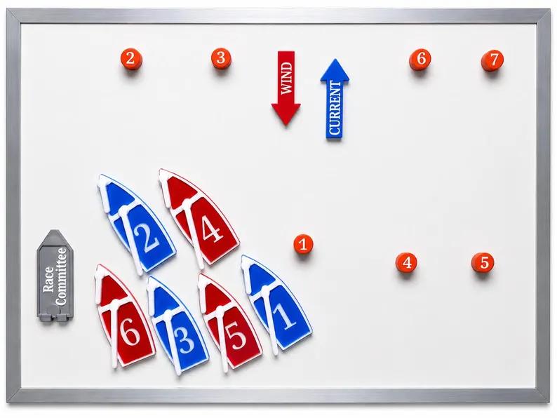 Team Racing Kit in use on a whiteboard showing a race scenario